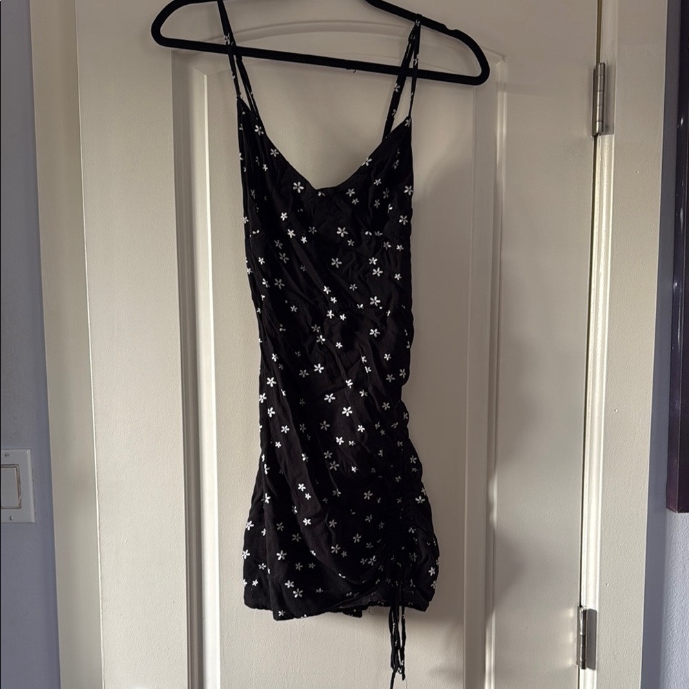 Black Dress with White Floral Pattern